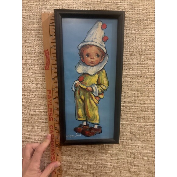 Other - Leighton Jones Framed Signed Clown Painting on Canvas, Small 13x6